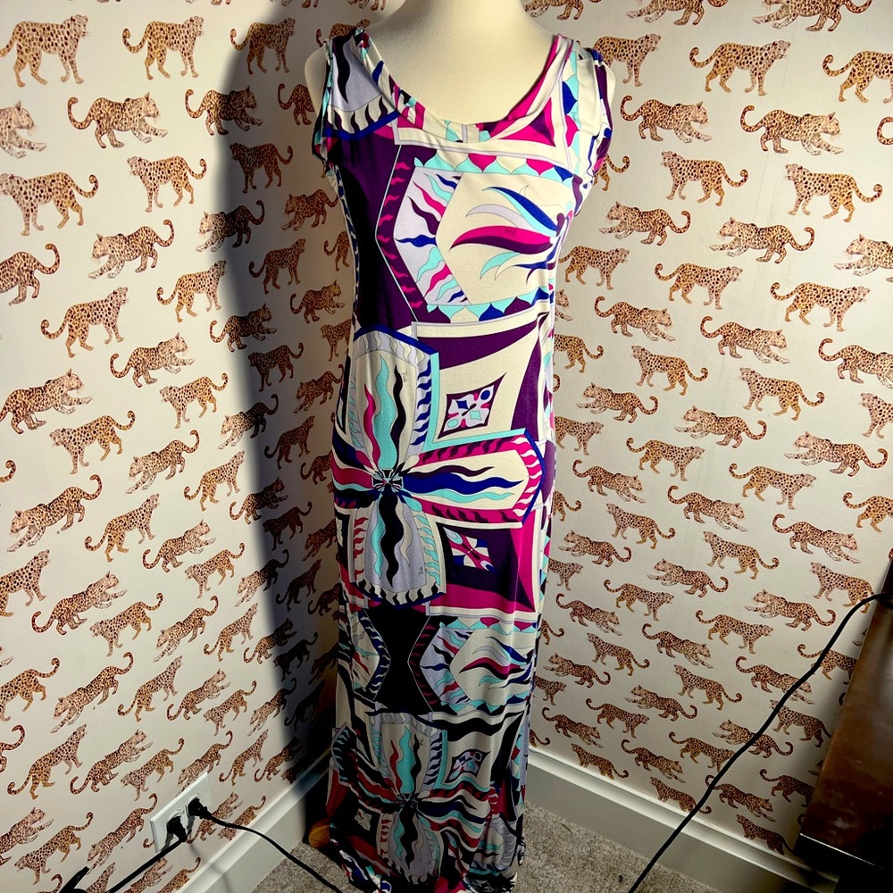 Emilio Pucci Multicolor Geometric Maxi Dress